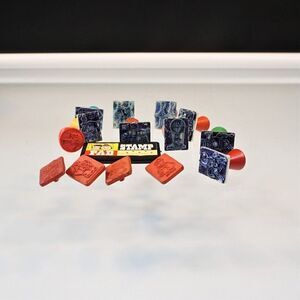 Vintage Kids Rubber Stamps Mixed Lot of 14 With Stamp Pad Kids Crafts